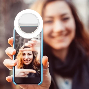 

Portable Photography Soft Adhesive Clip Camera Video Recording 3 Lamp Modes ABS Knob Switch Vlog For Phone Selfie Ring Light