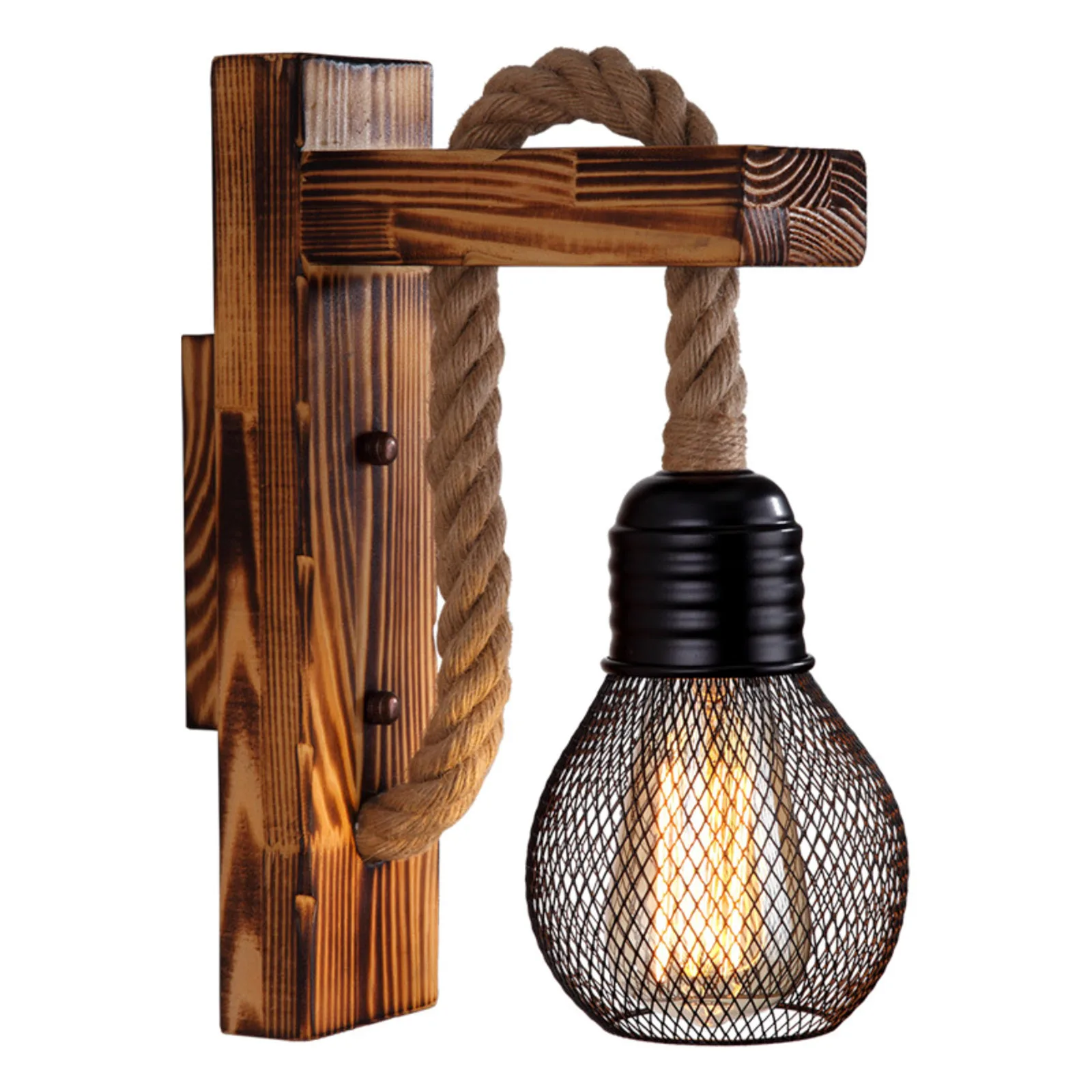 LEDMOMO Retro LED Hemp Rope Wall Light Vintage Bedside Lamp Metal Indoor Lighting Home Fixtures Sconce Light for Aisle Bedroom Bedside Bulb Not Included LEDMOMO Retro LED Hemp Rope Wall Light Vintage Bedside Lamp Metal Indoor Lighting Home Fixtures Sconce Light for Aisle Bedroom Bedside Bulb Not Included