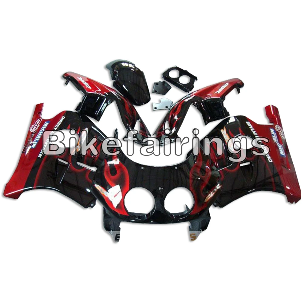 Инъекции Полный обтекатели для Honda CBR250RR CBR250 RR MC22 1990 1991 1992 1993 1994 электронный атомайзер-черный с красным пламенем