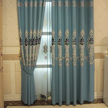 

European Style Luxury Embroidered Cotton Curtains Is Suitable for Bedroom Living Room Shading Embroidery Curtains Tulle
