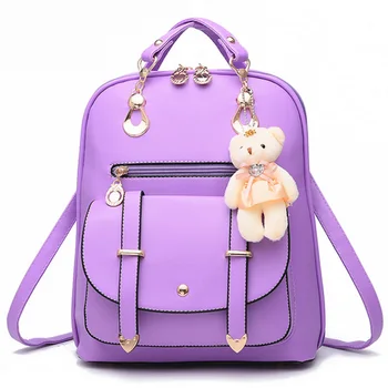 

Women Backpack Casual College Style Nylon Waterproof PU Leather Schoolbag Teenager Girls Cute Zipper Backpacks
