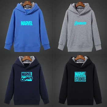 

Marvel Letter The Avengers Fluorescent Luminous Hoodies Men Hooded Sweatshirt Winter Fleece Warm Tops Unisex Plus Size Coa