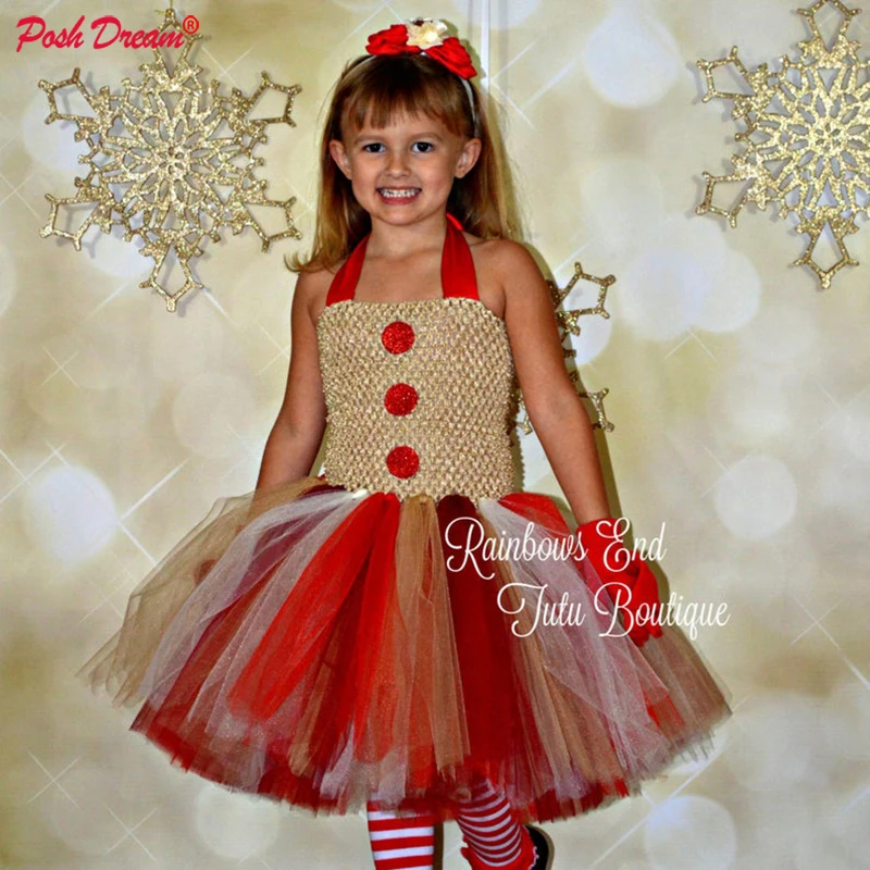 Шикарное платье-пачка для маленьких девочек с пряничками; Вечерние платья на Рождество для костюмированной вечеринки с цветочным рисунком; одежда для маленьких девочек