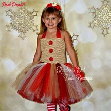 Шикарное платье-пачка для маленьких девочек с пряничками; Вечерние платья на Рождество для костюмированной вечеринки с цветочным рисунком; одежда для маленьких девочек