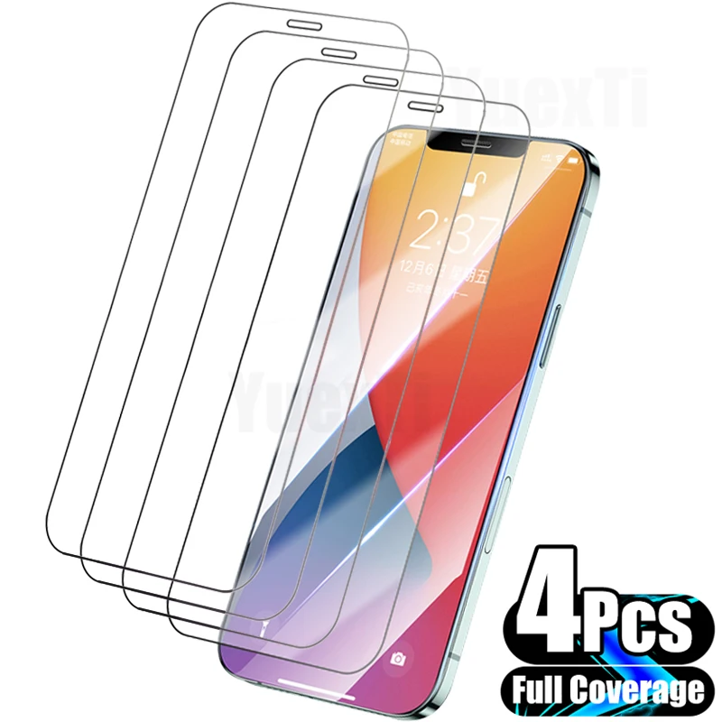 4PCS Full Cover Tempered Glass On the For iPhone 11 12 13 Pro Max Screen Protector On iPhone X XR Xs Max 6 7 8 Plus Glass Film - ANKUX Tech Co., Ltd