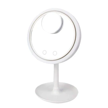 

5X nifier LED Lamp Desktop Makeup Mirror with Fan 3 in 1 Cosmetic Beauty Breeze Mirrors White