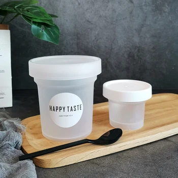 

10pcs Matte transparent ice cream cup 100ml 500ml pudding cups cake boxes bubble tea cup party favors dessert cups with lids