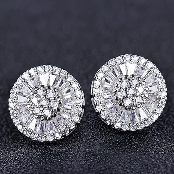 

Huitan High Quality Stud Earrings with Brilliant Fireworks Shape Fine CZ Jewelry Engagement Wedding Earrings for Women Girls