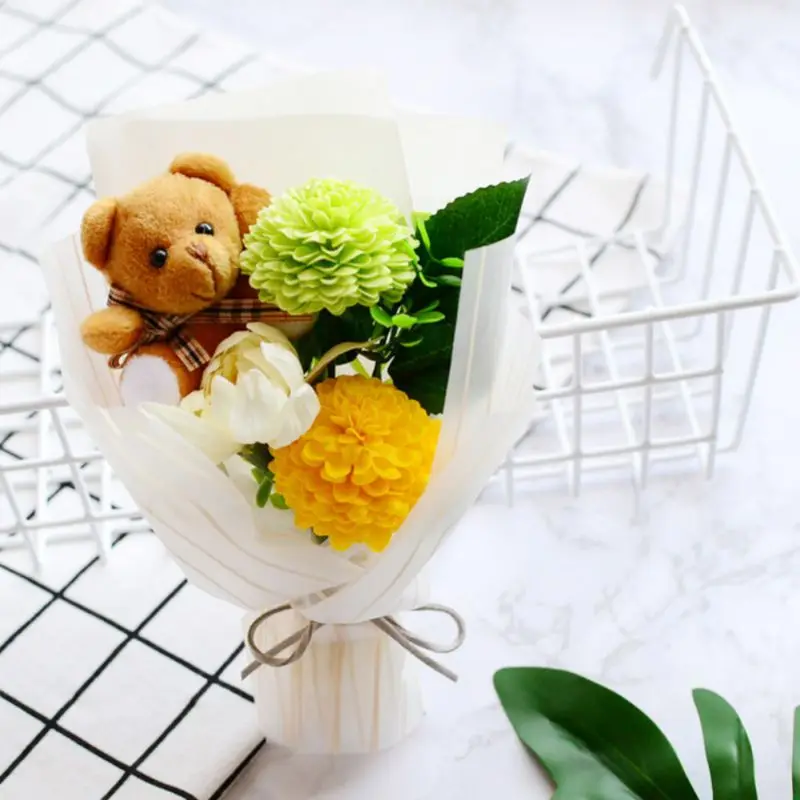 

Rose Flower Soap Flower Dried Flowers Bear Sweet And Cute Gift Box Flower Birthday Gift Home Garden Festive Party Supplies