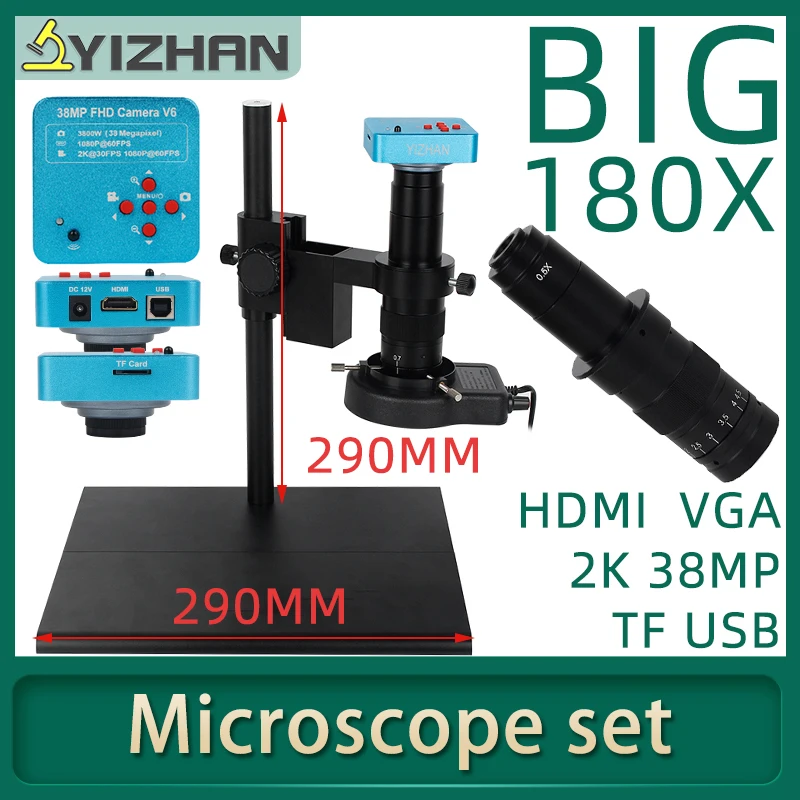 38MP USB VGA HDMI Video Industrial Microscope Camera 1080P TF Freely