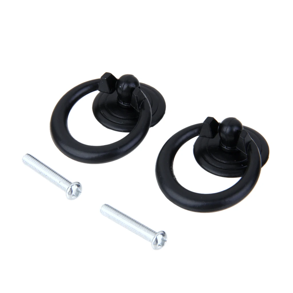 2pcs Vintage Ring Knob Door Bin Dresser Cupboard Wardrobe Ring Pull Handle Black
