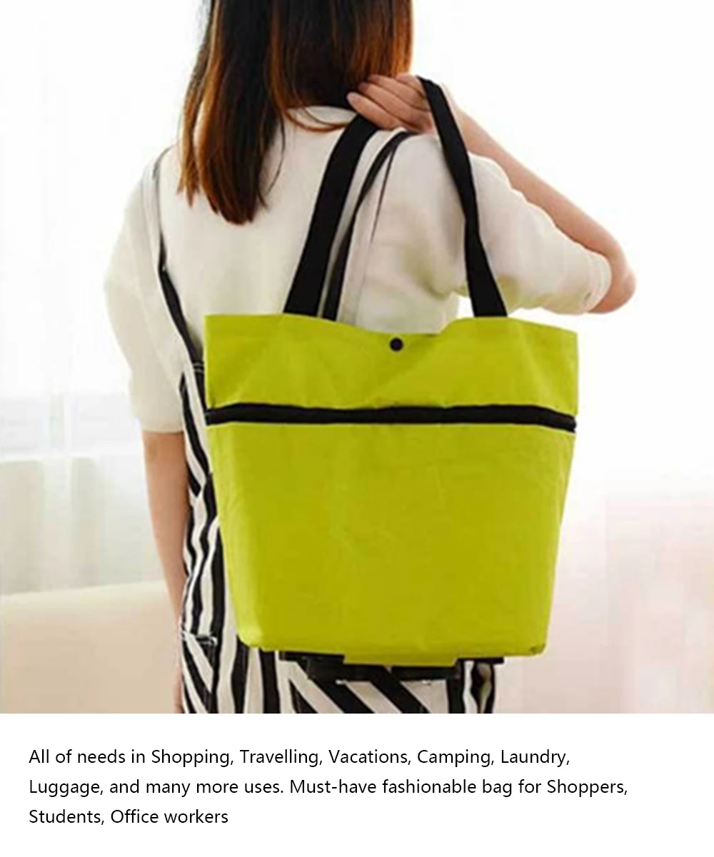 New Shopping Trolley Bag Portable Oxford Folable Tote bag Shopping Cart Reusable Grocery Bags with Wheels Rolling Grocery Cart