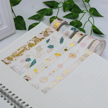 

1Pcs 10/15/20/30mm*5m Pink Gold Foil Washi Tape Set DIY Decorative Scrapbooking Sticker Planner Masking Adhesive Tape Label