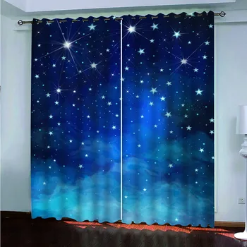 

SOFTBATF Starry Sky Curtain Blackout Curtains Fabric Drapes Window Curtains For living Room Bedroom Dropshipping