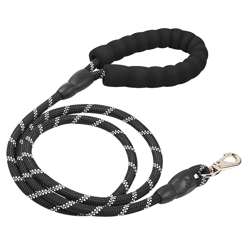 

150cm Reflective Dog Lead Strong Puppy Glow In Dark Leash Rope Pet Cat Walking Lead With Padded Handle Black Blue 1