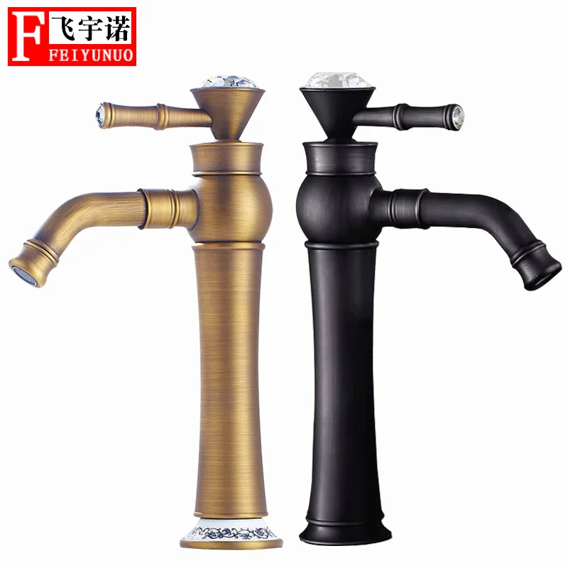 

Bathroom Hot And Cold Mixing Water Basin Faucet Copper Heightening-Single Bore Leading European Style Archaistic Faucet Wholesal