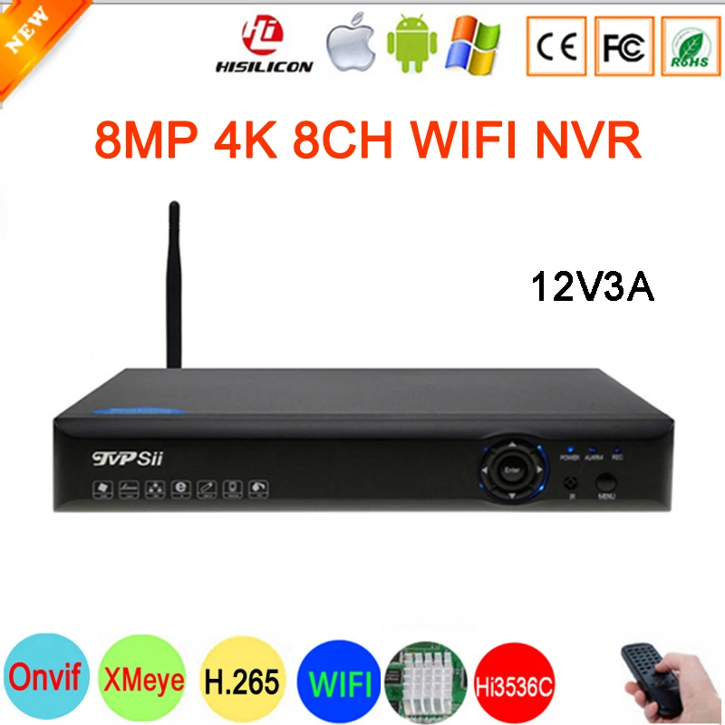 

Hi3536C XMeye Blue Ray Panel Video Recorder 8MP 4K 8CH 8 Channel one SATA Audio WIFI Onvif IP Camera CCTV NVR Free Shipping