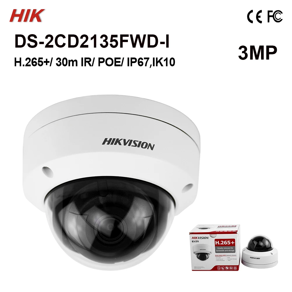 DS-2CD2135FWD-I оригинальная Hik 3MP купольная камера H.265+ IK10 IR 30m ультра-низкий светильник 128G в продаже IPC Черная пятница Рождество