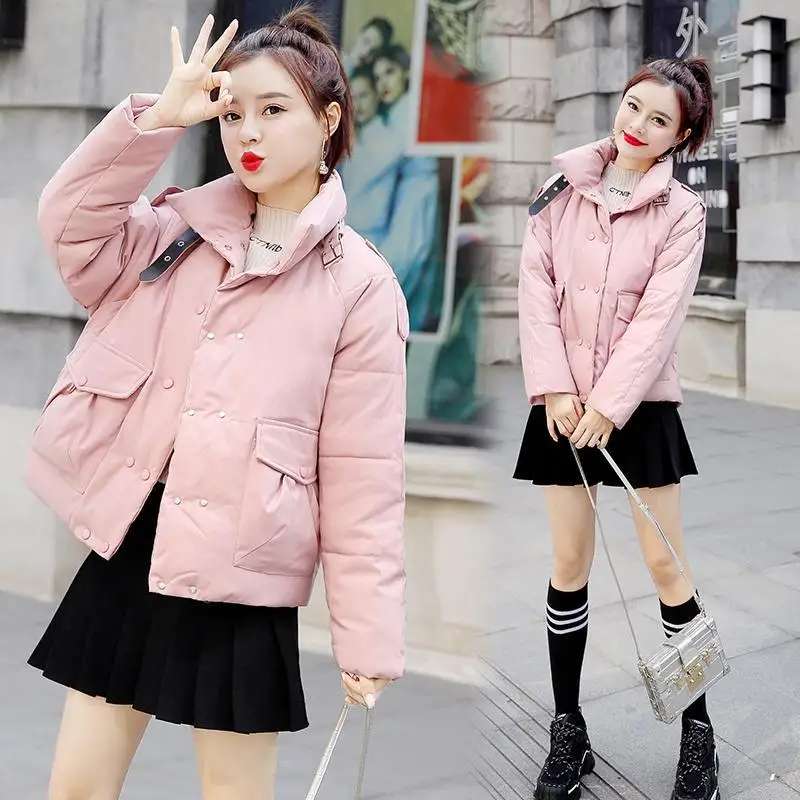 

2019 Autumn And Winter New Style down Coat Women's INS Cotton-padded Clothes Dongdaemun Hong Kong Style Korean-style BF Thick La