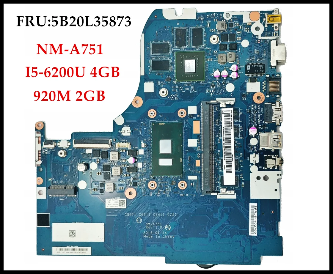Оптовая продажа материнская плата для Lenovo Ideapad 310 15ISK ноутбука FRU:5B20L35873 SR2EY DDR4L 4 Гб