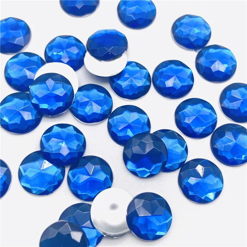 10 12 14 16 20mm Colorful Round Stones Flatback Acrylic Rhinestone Trim Scrapbook DIY Wedding Dress Accessories Costume Button