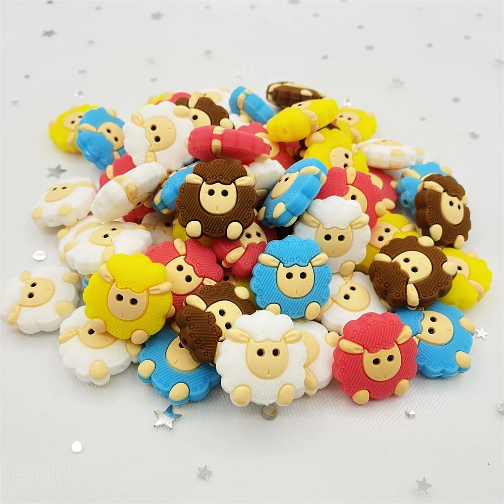  젖니 장난감, BPA 프리 미니 양 실리콘 비즈,  식품 등급 실리콘 티더, DIY 젖꼭지 체인, 실리콘 아이 선물, 5 개