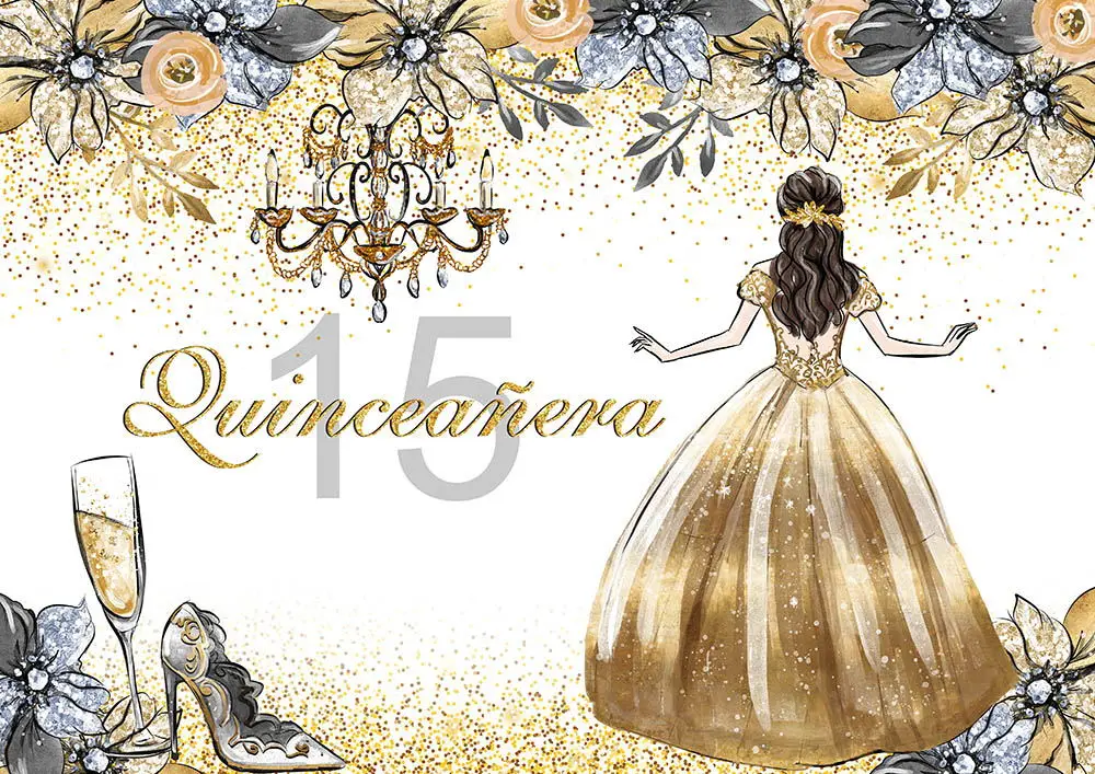 Mehotofo Photography Background Golden Glitter Adult Princess Dress Lady  15th Birthday Party High Heel Decoration Photo Studio - Backgrounds -  AliExpress