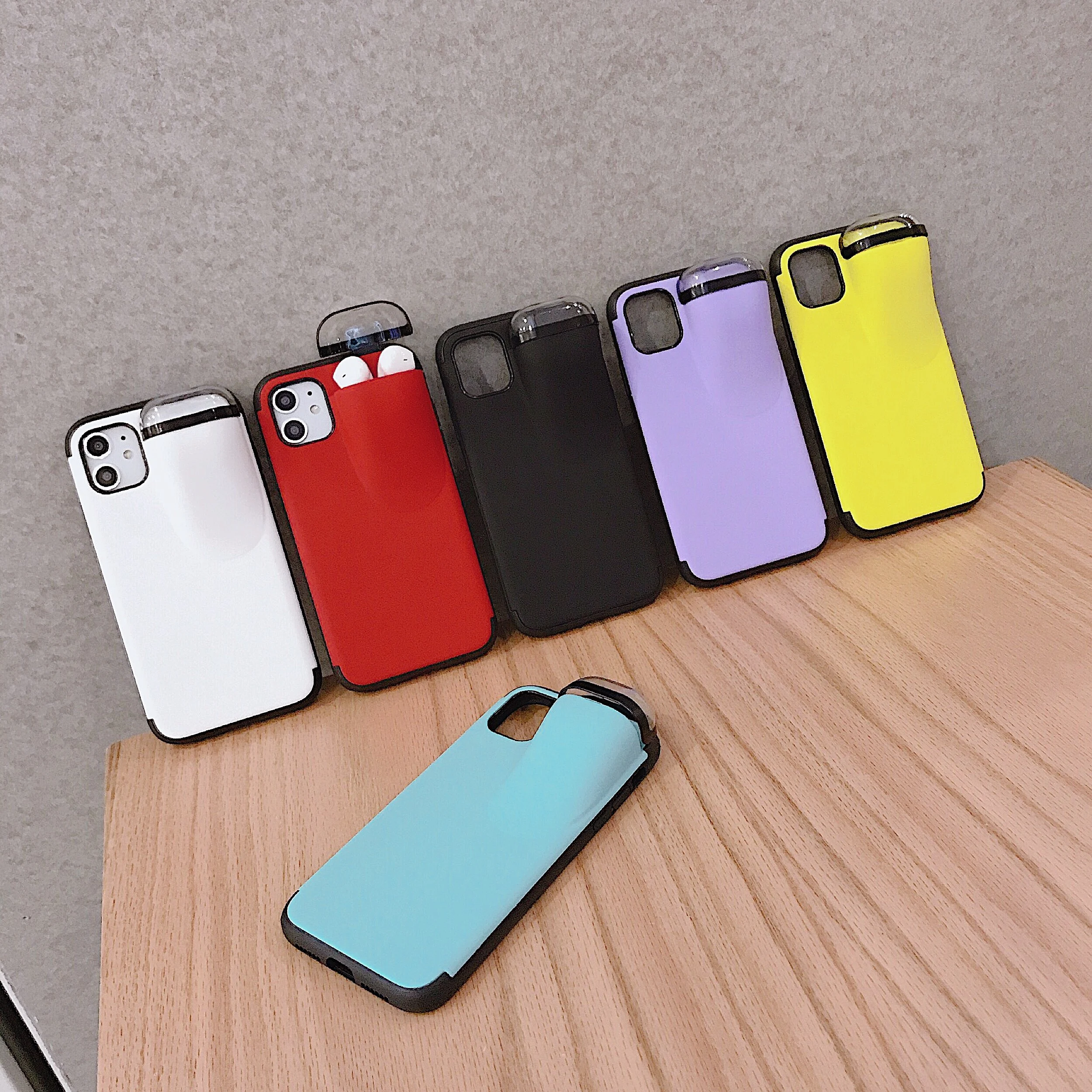 

2 in 1 iPhone Case with Airpods Earphone Storage Box For iPhone 11 Pro XS MAX XR X 7 8 Plus Airpods 1 2 Soft Silicone Cover