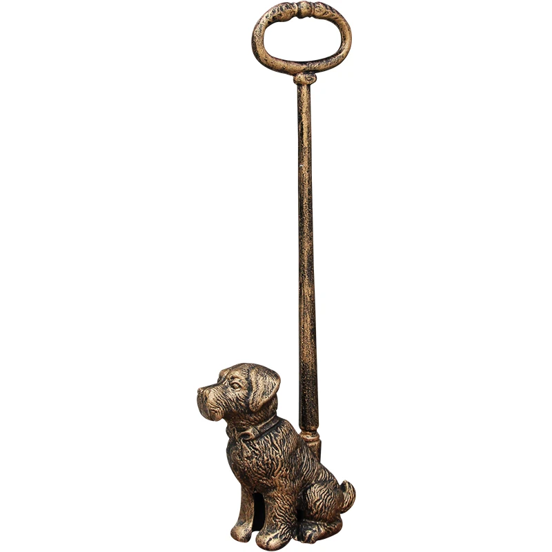 Винтажный деревенский Ретро потертый шик старинная фигурка собаки дизайн ручной работы чугунная дверная пробка с длинной ручкой
