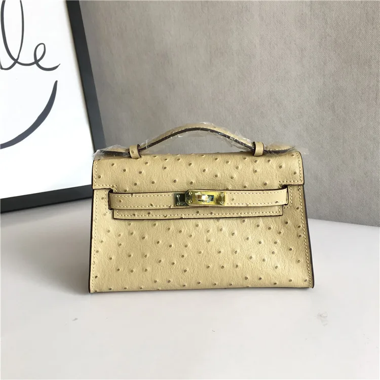 style B beige Новая мода momogrammed Подгонянные начальные буквы страусиный узор кожаная сумка портативный страусиный Кожаный Клатч Сумочка - Color: style B beige