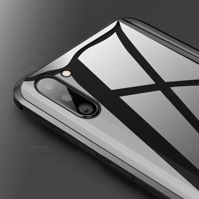 Магнитный металлический двухсторонний стеклянный чехол для телефона huawei p40 lite