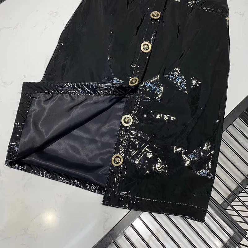 High Quality Leather Skirts Women Pencil Skirts Autumn Streetwear Knee-length Skirts Winter Black Skirts