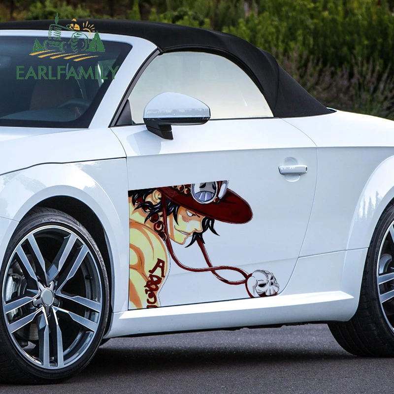 Earlfamily 43cm X 34cm For Ace One Piece Anime Car Stickers Sunscreen Sticker Waterproof Decals Creative Occlusion Scratch Car Stickers Aliexpress