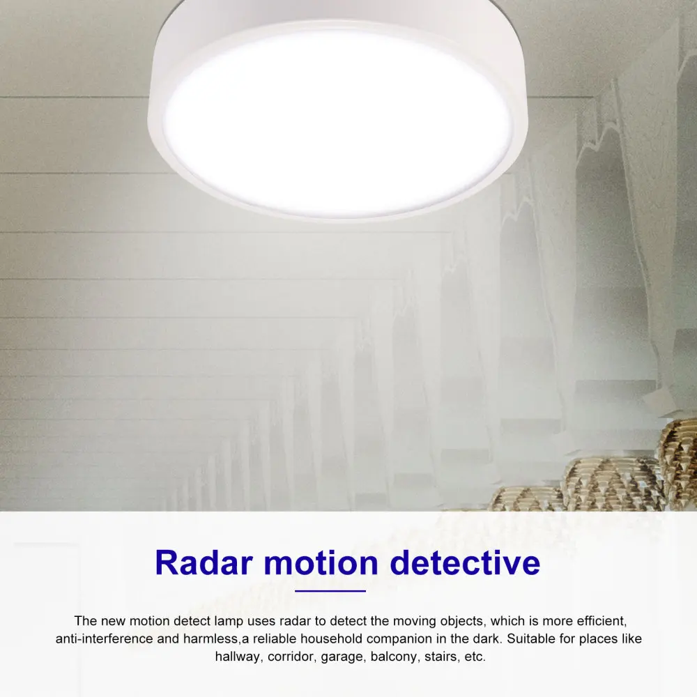 LED Ceiling Light with Motion Sensor Radar Motion Detective Ceiling Light Flat Round Metal Ceiling Light 120 Degree Detective recessed ceiling lights