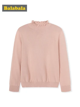 

Balabala Children's wear shirts girls sweaters 2019 new autumn clothes big children pullover sweater simple female
