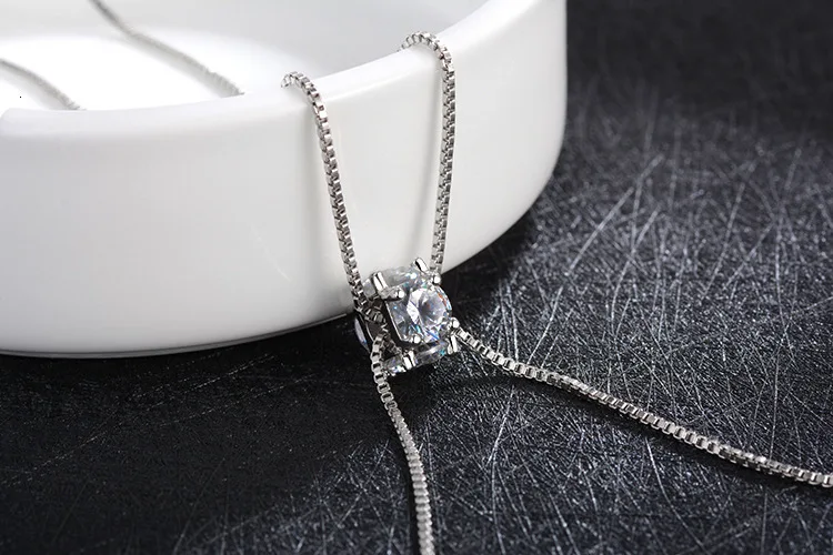 Simple Fashion 925 Sterling Silver Necklace Zirconia Pearl Sweater Long Chain Necklaces For Women Choker Collares S-n168