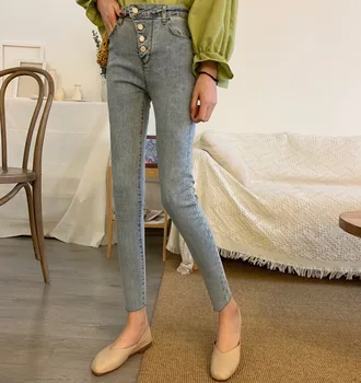 

No. 1 Family Jeans Women's Autumn Dress 2019 New Skinny Little Feet Stretch Pants Students Make Up Nine-point Pants