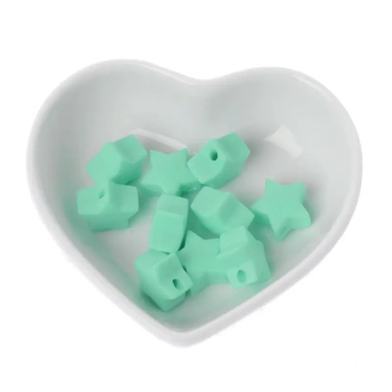 Mint green 10 шт звезда силиконовый бисер ребенок Прорезывание Зубов Бусины DIY соска цепь ребенок прорезыватель DXAD - Цвет: Mint green