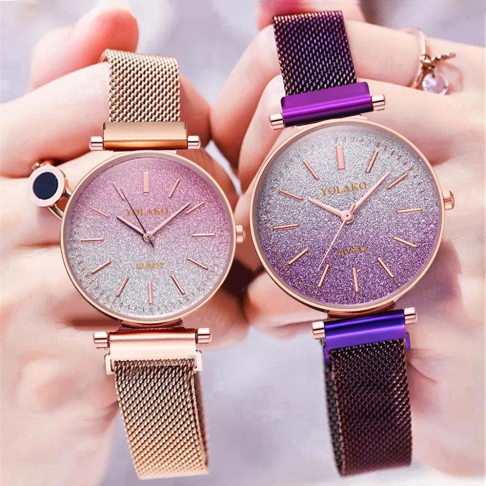 

Douyin Lazy Magnet Star Rainbow Gradient Color Women's Watch Network Red Rome Quartz Leisure Table