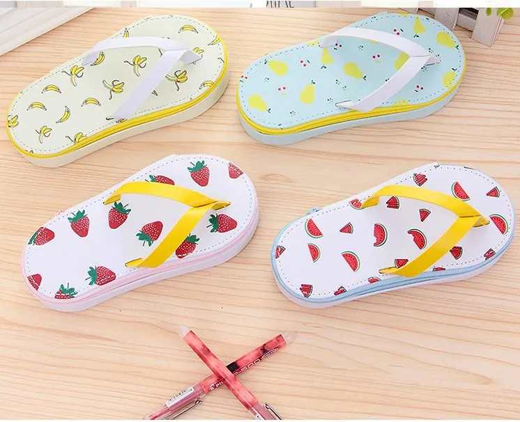 

Creative Students Stationery Box Pu Korean-style Students Pencil Case Fruit Sandals Hipster Stationery Box