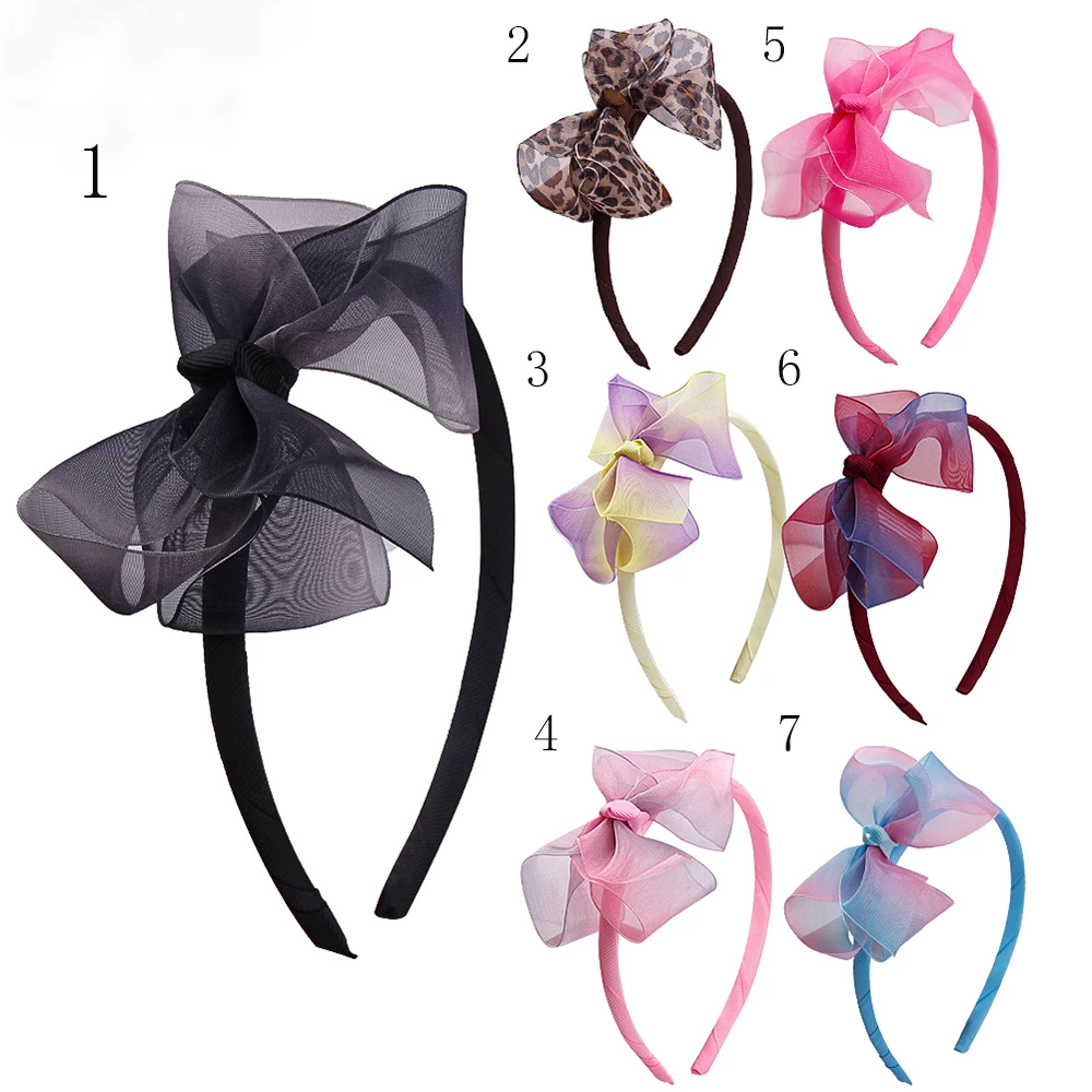 Meimile, Кружевная повязка на голову с бантом для девочек, цветные бантики, аксессуары для волос, милые сетчатые повязки на голову для девушек вечерние, подарок