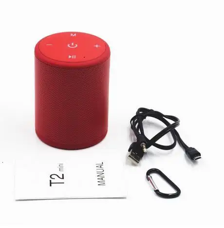 red Мини Т2 Bluetooth динамик водонепроницаемый портативный открытый беспроводной динамик мини Колонка SoundBox стерео Бас музыкальный плеер с FM TF - Цвет: red