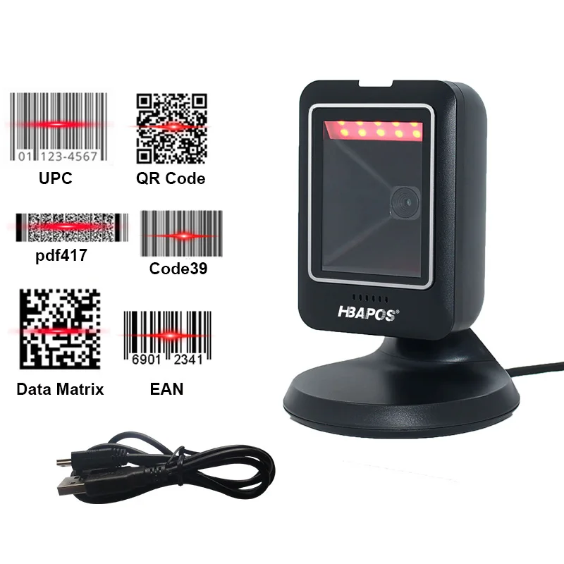 Barcode scanner 2D all-round desktop automatic sensing data matrix reader supermarket usb barcode reader 1D 2D QR code android scanner