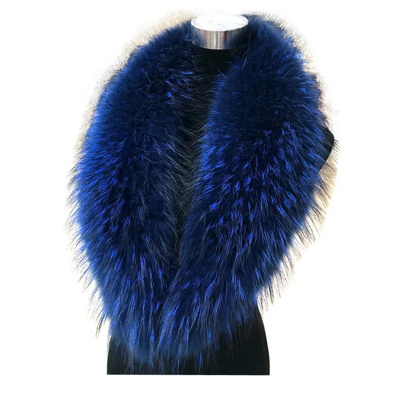

2023 Real Color Natural Raccoon Fur Collar Scarf Oversized Scarves Genuine Warp Shawl Neck Warmer Stole Muffler with Clip Loops