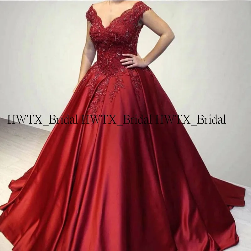 HWTX_Bridal, красное бальное платье, вечернее платье,, на заказ, плюс размер, с открытыми плечами, корсет, атласное длинное платье для выпускного вечера, Robe de soiree