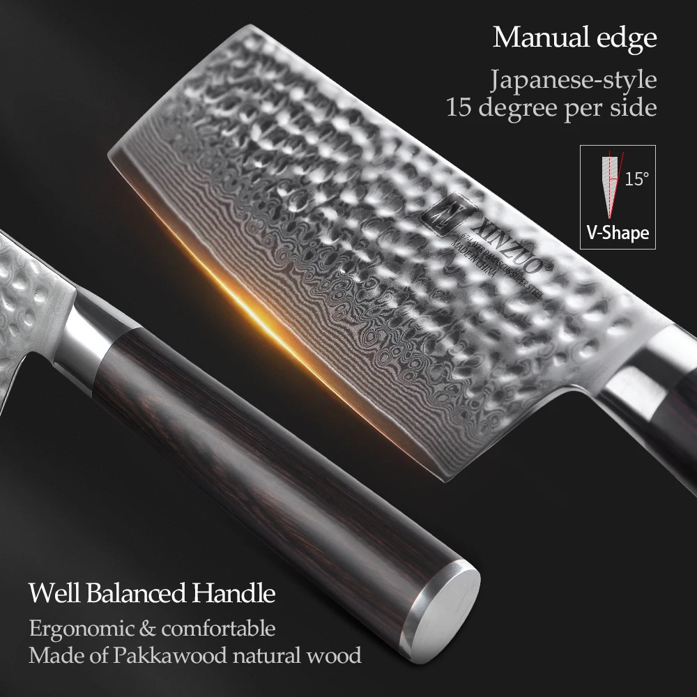 XINZUO 6.8 inch Chef Kitchen Knife 67 Layers VG10 Damascus Steel Chinese Cleaver Cook Knives Pakka Wood Handle|chef kitchen knives|damascus steel