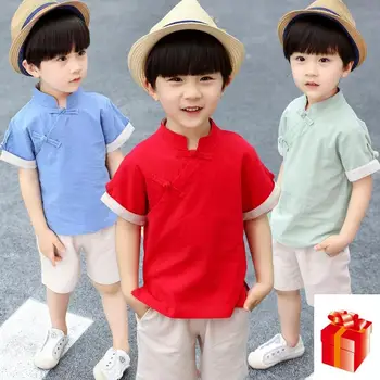 

шорты детские Boys Hanfu Children Cotton Boutique Kids Clothing Suit Summer Ethnic Style Suit Children's Best Chinese Costume