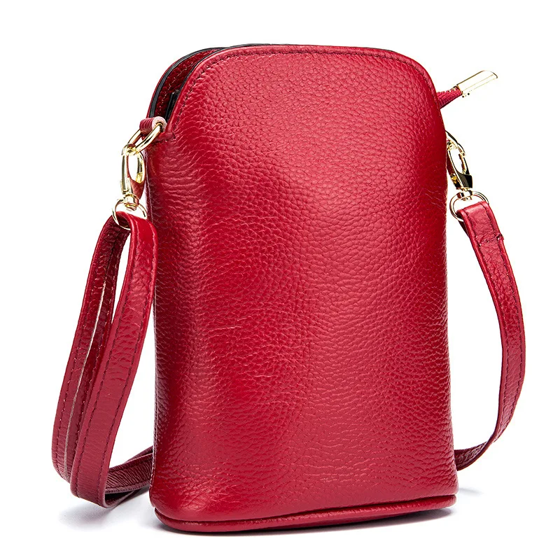 Минималистичная мини сумка-ведро для мобильного телефона, женская сумка из натуральной кожи, женская сумка на плечо, сумка-слинг для молодых девушек, Moda Mujer, сумка-мессенджер - Цвет: red