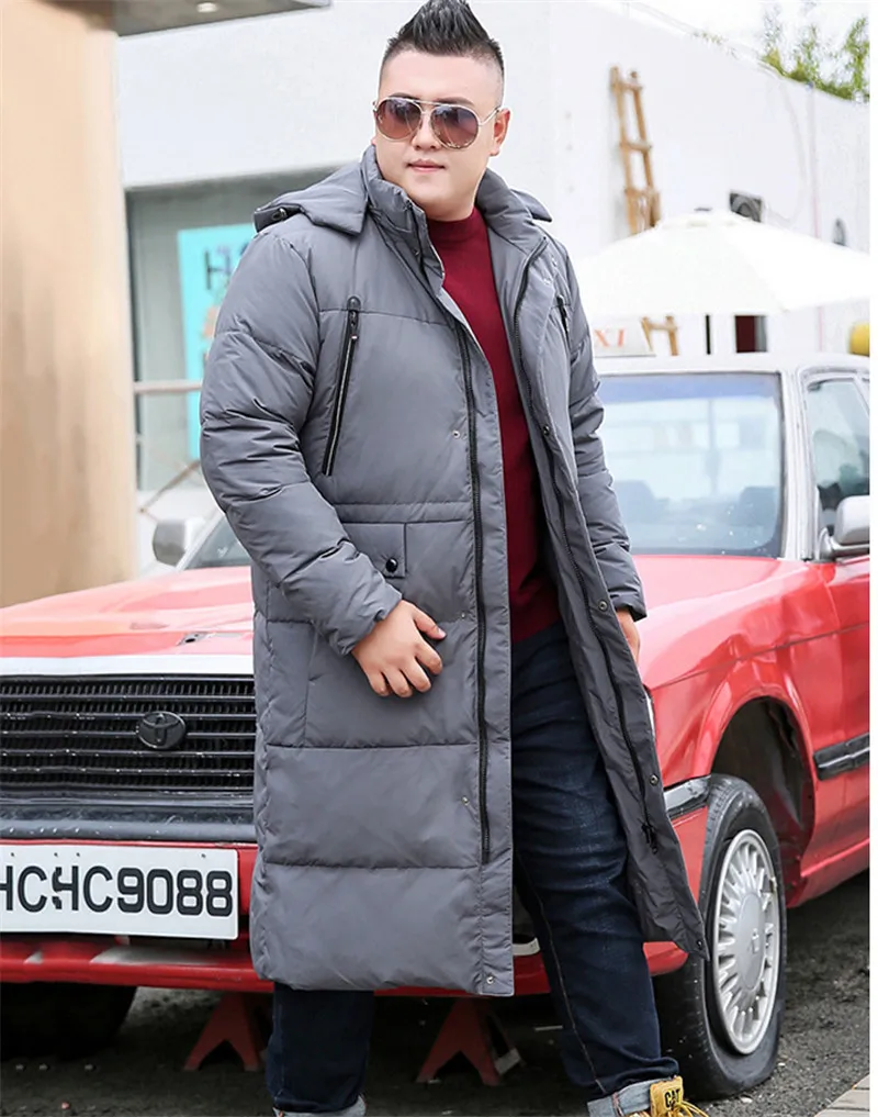 Мужская зимняя куртка модная теплая Повседневная куртка с капюшоном мужская длинная куртка выше колена негабаритная XL-8XL 9XL 10XL черная/серая куртка