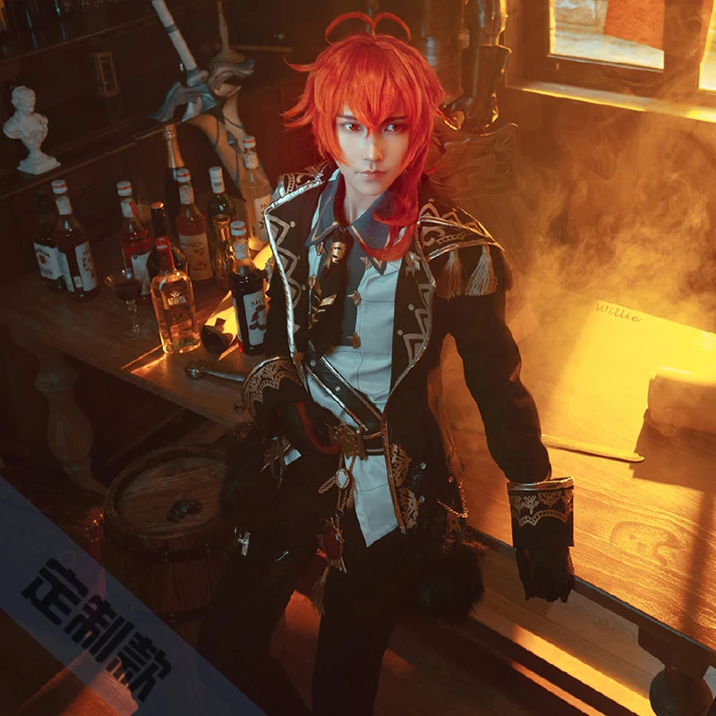 

Custom Made/Size Genshin Impact Diluc Ragnvindr Cosplay Costume